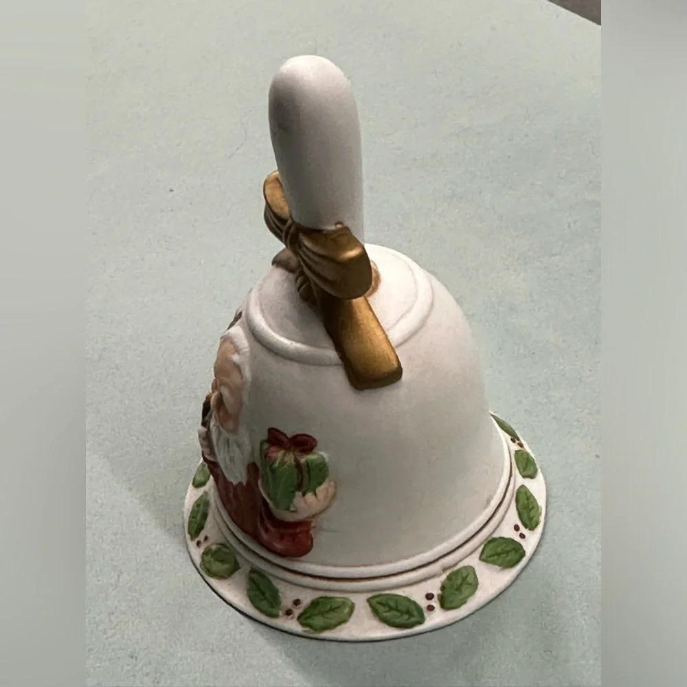 Beautiful white porcelain Santa bell